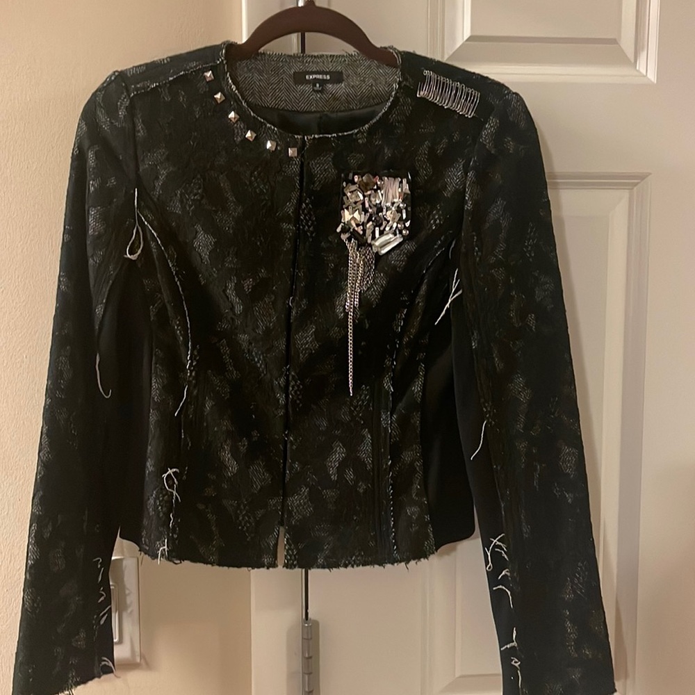 Express Trendy Black Lace Blazer, size Small